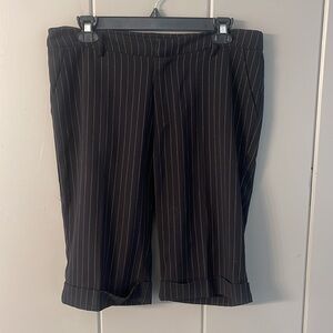 C ‘Est Toi  Bermuda Shorts Black Pinstripes Large Minimalist Clean Girl Academia